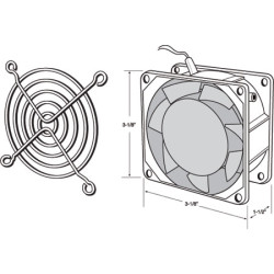 BRASS SQUARE 120V FAN BLACK W METAL GRILL 