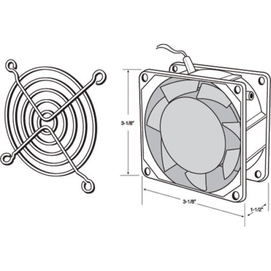 BRASS SQUARE 120V FAN BLACK W METAL GRILL 