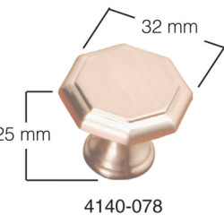 30 m.m. OCTAGON SATIN CHROME KNOB 4140-078