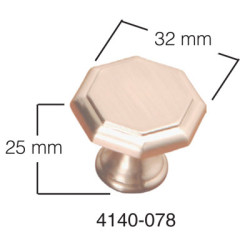 30 m.m. OCTAGON SATIN CHROME KNOB 4140-078