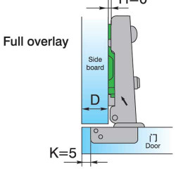 110º ECONOMY SOFT CLOSE CABINET DOOR HINGE FULL OVERLAY SNAP WITH DOWELS 4.722500