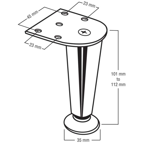 LEG TAPERED ZINC CHROME 1100-079