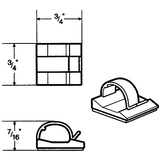 WIRE HOLDER CLIP W ADHESIVE BLACK 6020-014